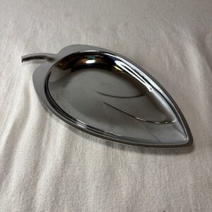 Vintage 8.5" Stainless Steel Leaf Dish Tray Midcentury Modern